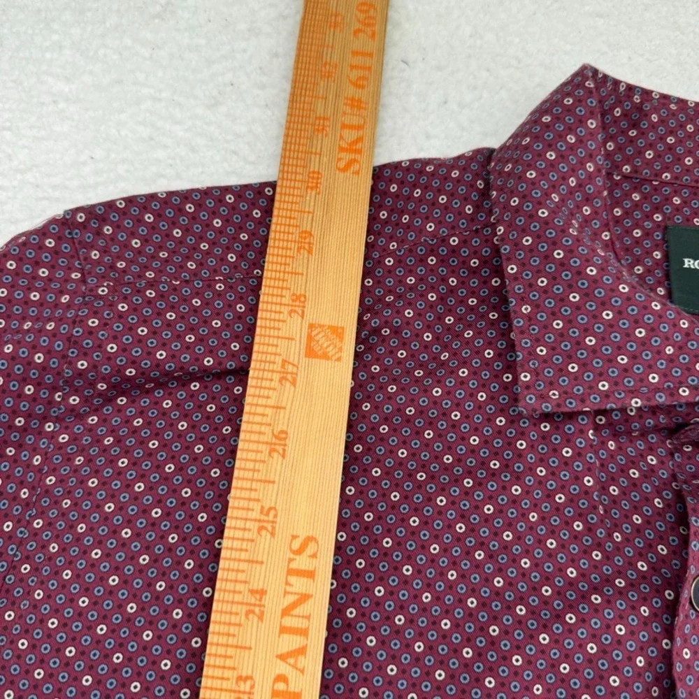 Rod & Gunn Sports Fit Shirt Mens XL Maroon Geometric Long Sleeve Light Stretch